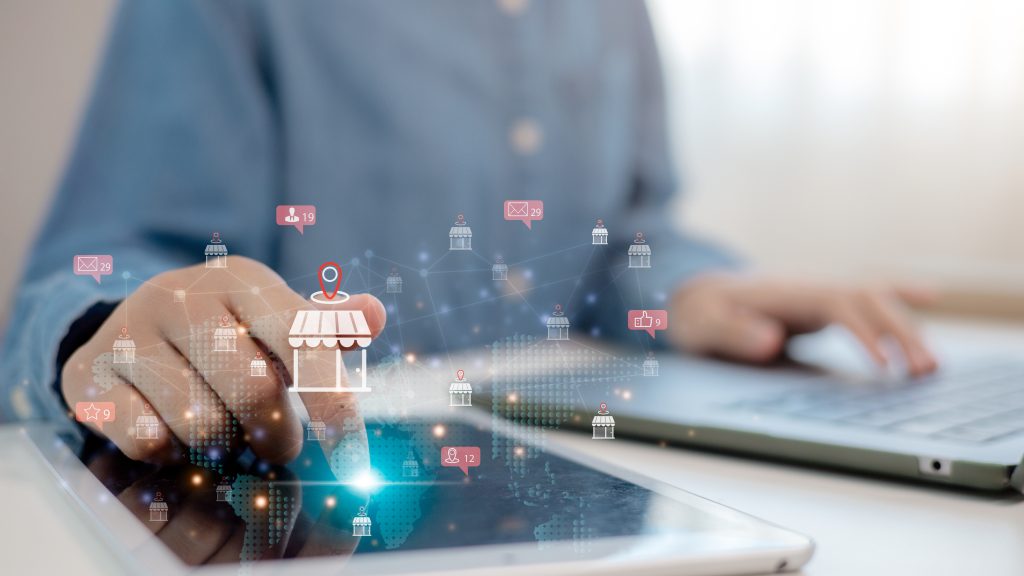 Digital marketing, local SEO, and consumer experience in online business reviews. Local business reviews and customer feedback system, showcasing star ratings for small businesses.