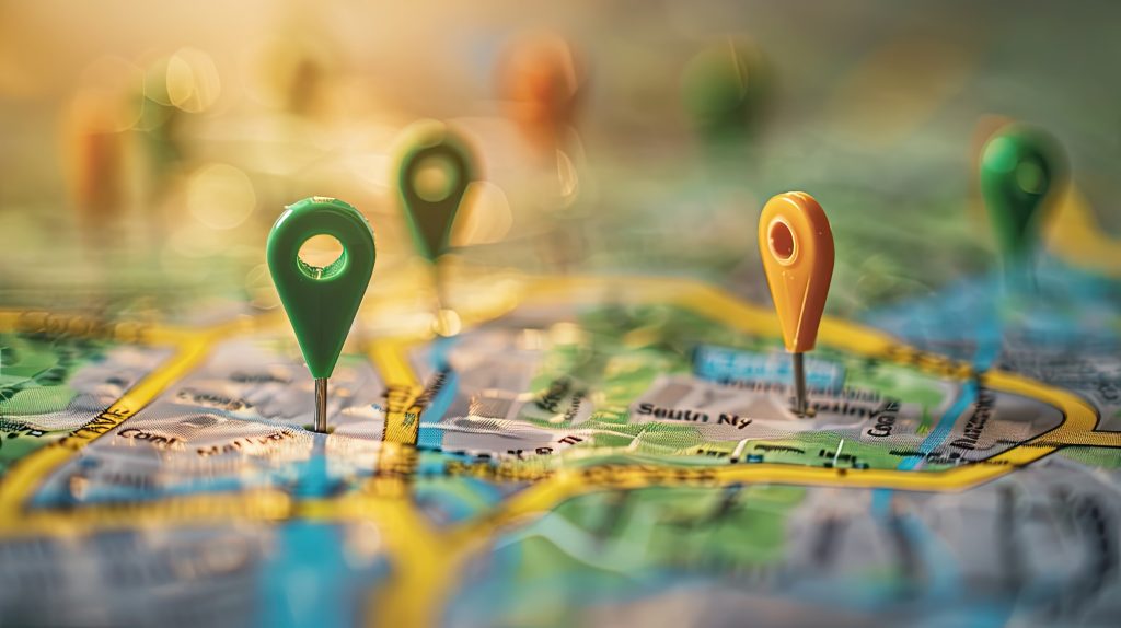 Local SEO Positioning with Map Pins and Navigation Elements for Business Visibility and Discoverability